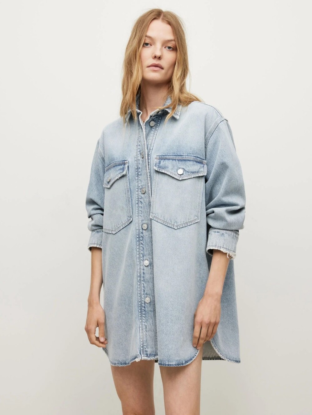 All Saints Lily Denim Shacket Dress, Size 6